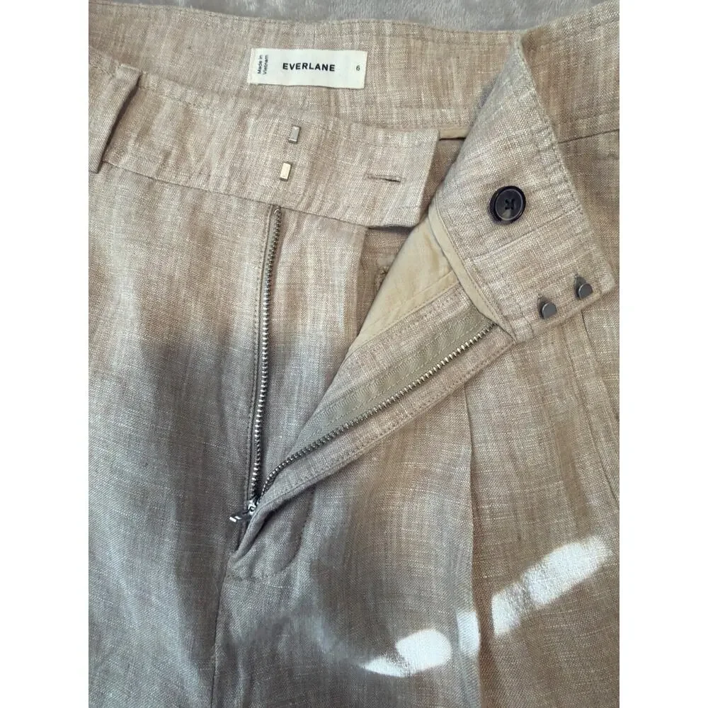 Everlane Women's Linen Wide Leg Trouser Dress Pants Cream Sz 6
